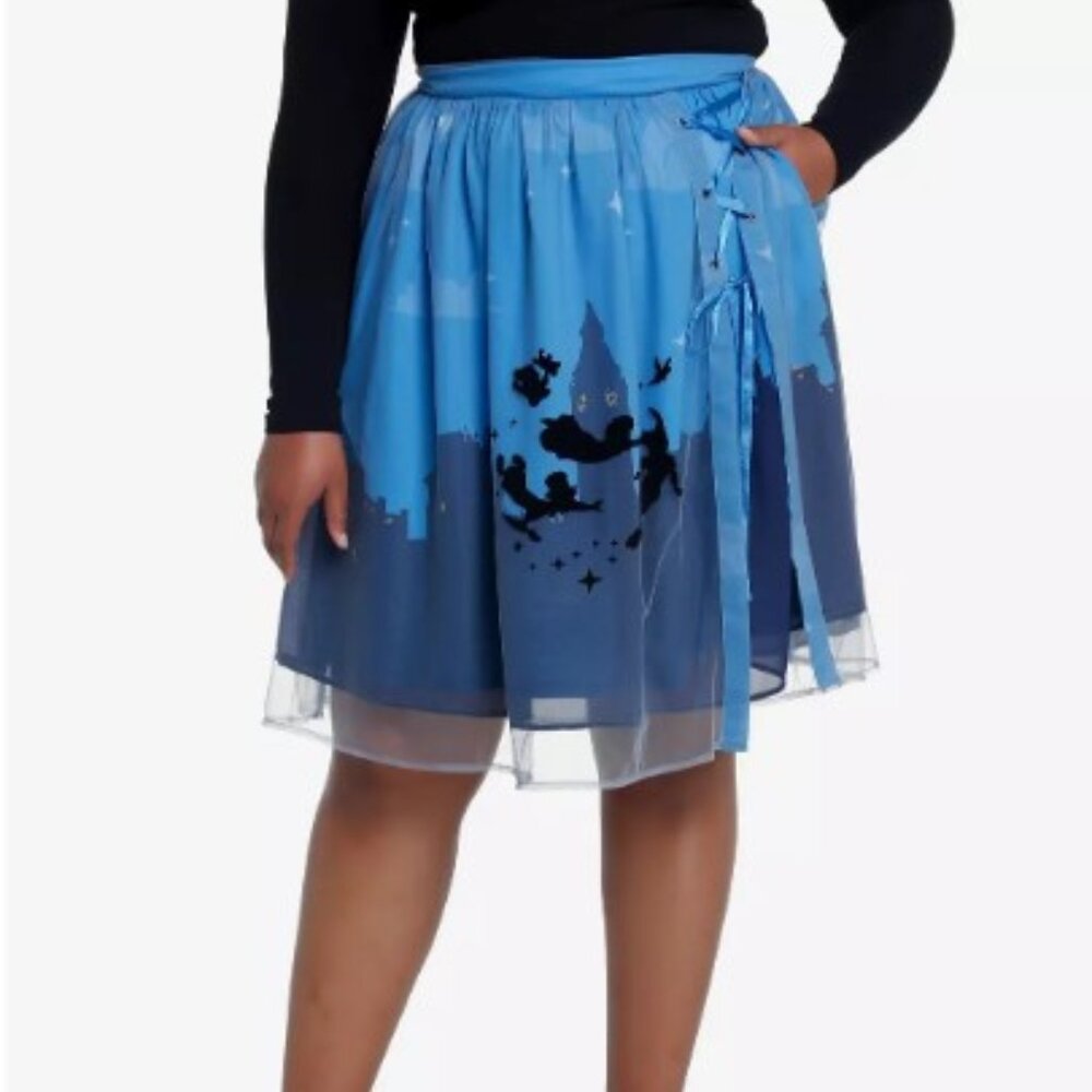 Hot topic NWT size 2 Disney Peter Pan Night Sky Lace-Up Skirt Plus Size